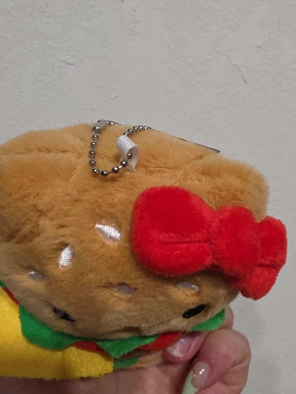 Hello Kitty Plush Burger Keychain - Brown, Red & Green